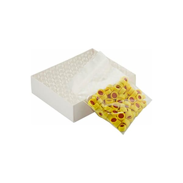 Cp Lab Safety. Wheaton 12X32 Clear Borosilicate Glass Vials, Yellow Cap, PTFE/Silicone, Case of 100 W225151-0205 - main